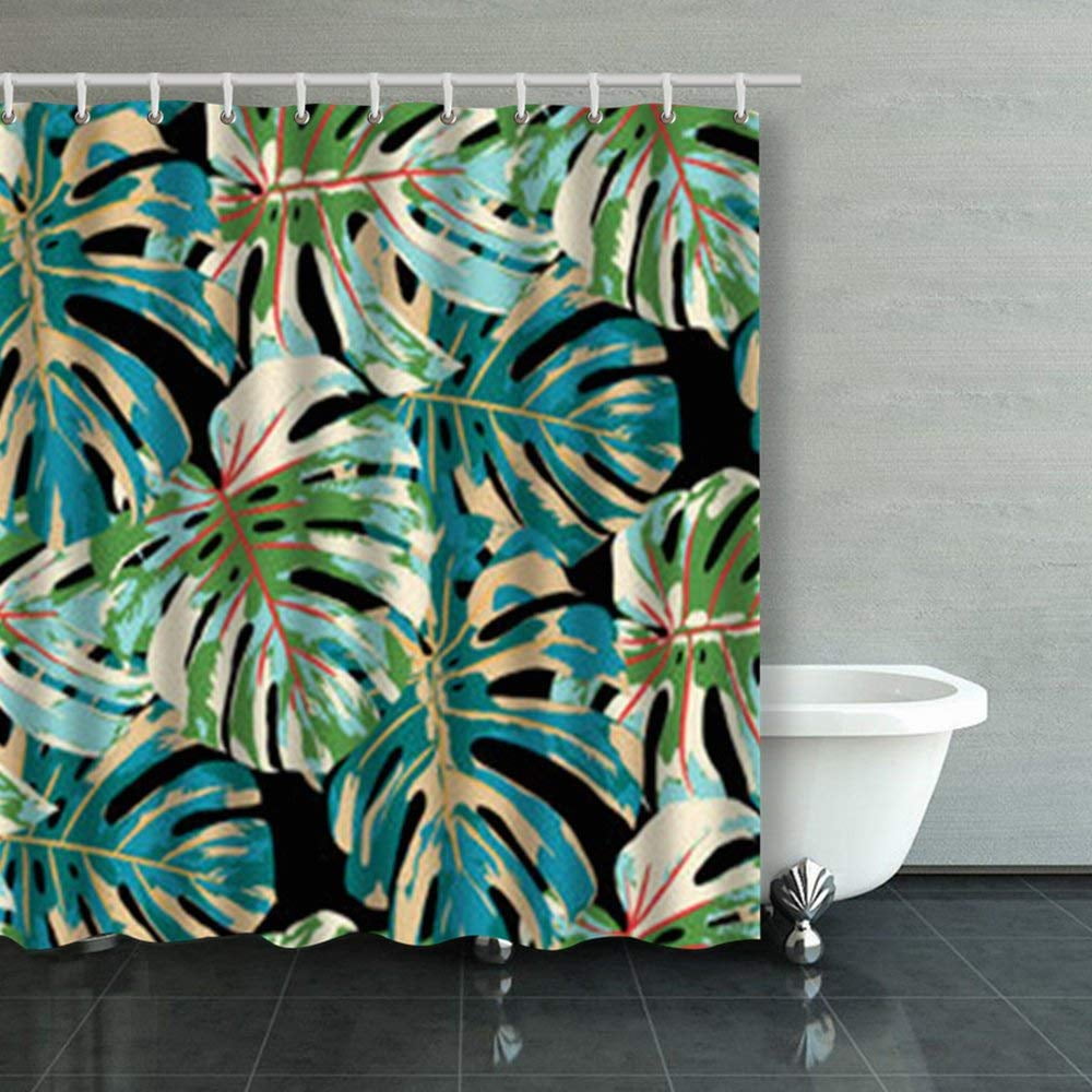 BPBOP Tropical Leaves Seamless Texture Bright Hand Tree Pattern Shower