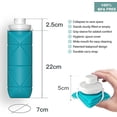 thumbnail image 2 of Botella de agua plegable con válvula a prueba de fugas, 600 ml, reutilizable, sin BPA, de silicona, para gimnasio, camping, senderismo, yoga, viajes, deportes, ligera, 2 of 5