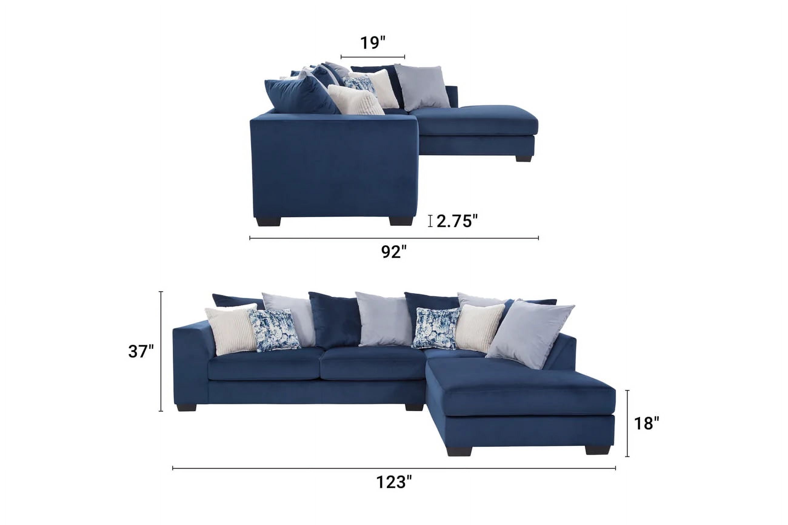 American Furniture L Shaped Sectional Sofa with 8 Back Pillows and 4 Accent Pillows