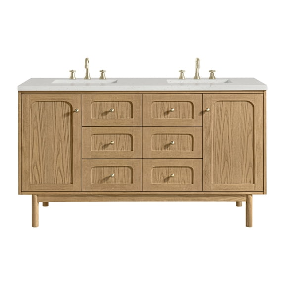 James Martin Vanities 545-V60D-LNO-3LDL Laurent 60" Double Basin Poplar Wood Vanity Set -