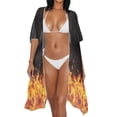 thumbnail image 2 of Xoenoiee Fire Flame Pattern Women's UPF 50+ Swim Cover Up Sun Protection Lightweight Boho Kimono Cardigans Short Sleeve Beach Cover Ups for Women, 2 of 7