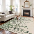thumbnail image 2 of Rectangle Area Rugs 8 x 10 Ft, Green Eucalyptus Leaves Non-Slip Residential Carpet, Summer Botanical Weeping Rustic Indoor Crawling Mats Runner Rugs for Living Room/Dining Room/Bedroom, 2 of 8