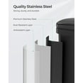 thumbnail image 5 of 5.2-Gallon (20L) Trash Can, Garbage Can with Lid, Step Trash Bin for Kitchen, Stainless Steel, Soft Close and Stays Open, Inner Bucket, Includes 15 Trash Bags, Black, 5 of 7