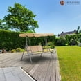 thumbnail image 4 of Mondawe 3 Persons Adjustable Porch Swing Steel and Textilene Fabric Glider Patio Canopy Swings for Adults, Khaki, 4 of 8