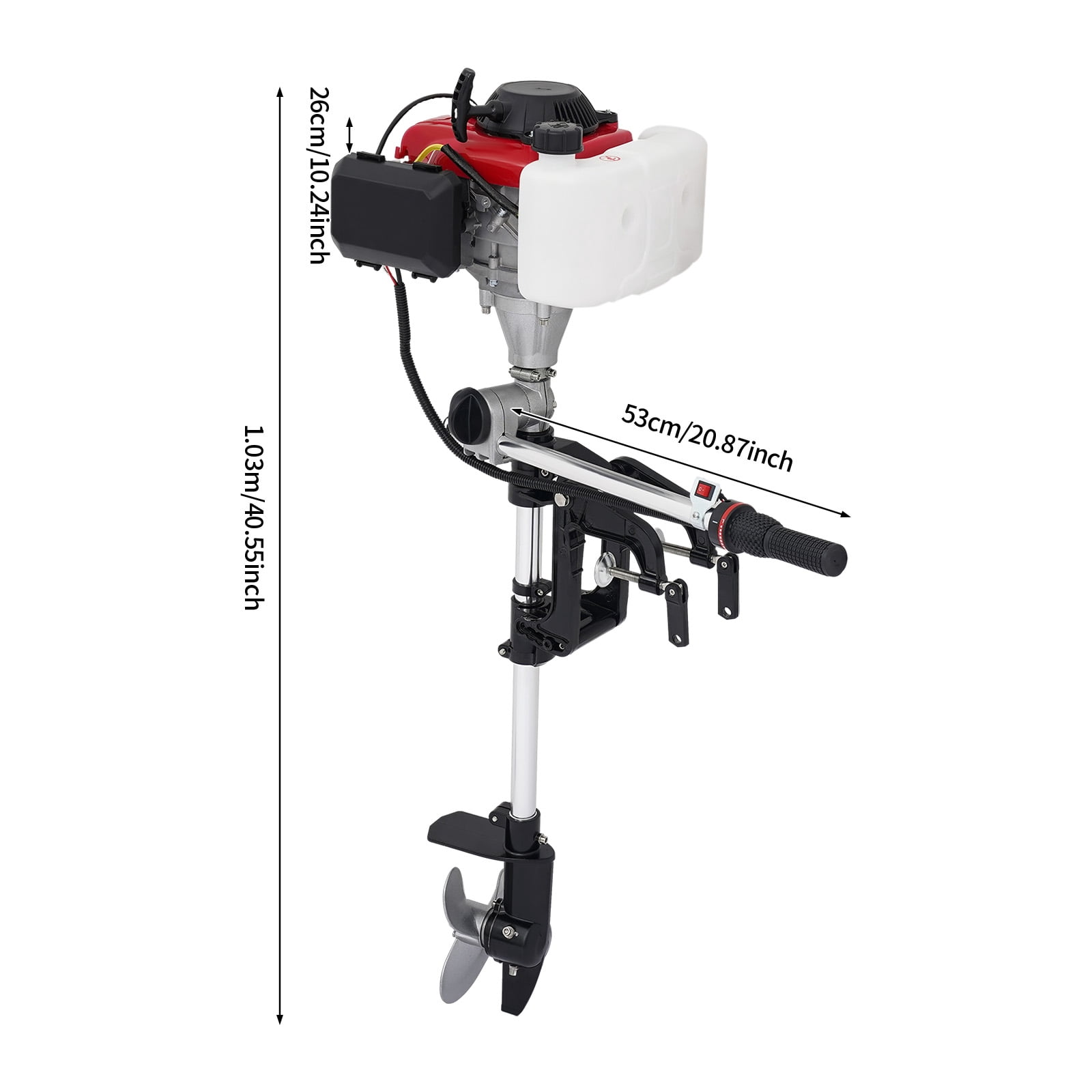 ToppiJoy 4HP 4 Stroke 53.2cc Heavy Duty Outboard Motor, Outboard Motor Boat Engine with Air Cooling System Manual Start Boat Engines for Kayak Canoe