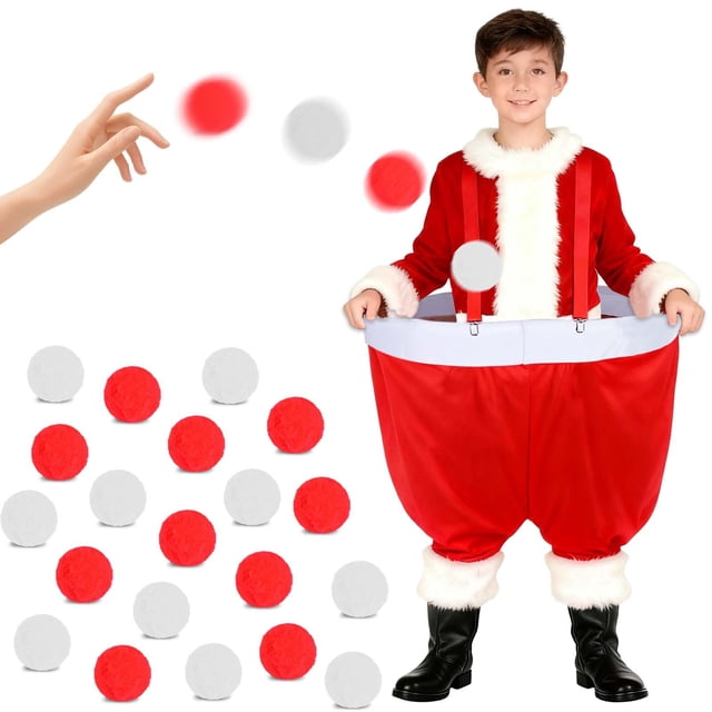 Karjiaja Papá Noel Pants, juego de lanzar bolas de nieve con 20 bolas, 60 cm