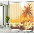 thumbnail image 5 of Ambesonne Surf Shower Curtain, Surfer Tropical Landscape, 69"Wx75"L, Yellow Brown Orange, 5 of 5