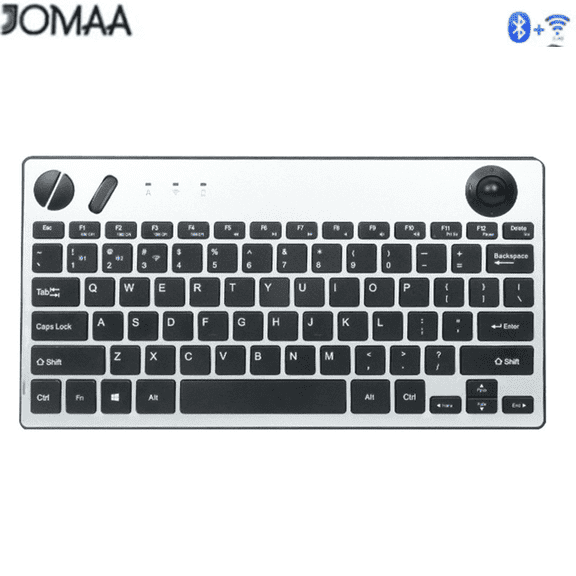JOMAA Bluetooth USB Wireless Keyboard with Trackball Air Mouse Rechargable Bluetooth keyboard for TV Pad Phone Laptop