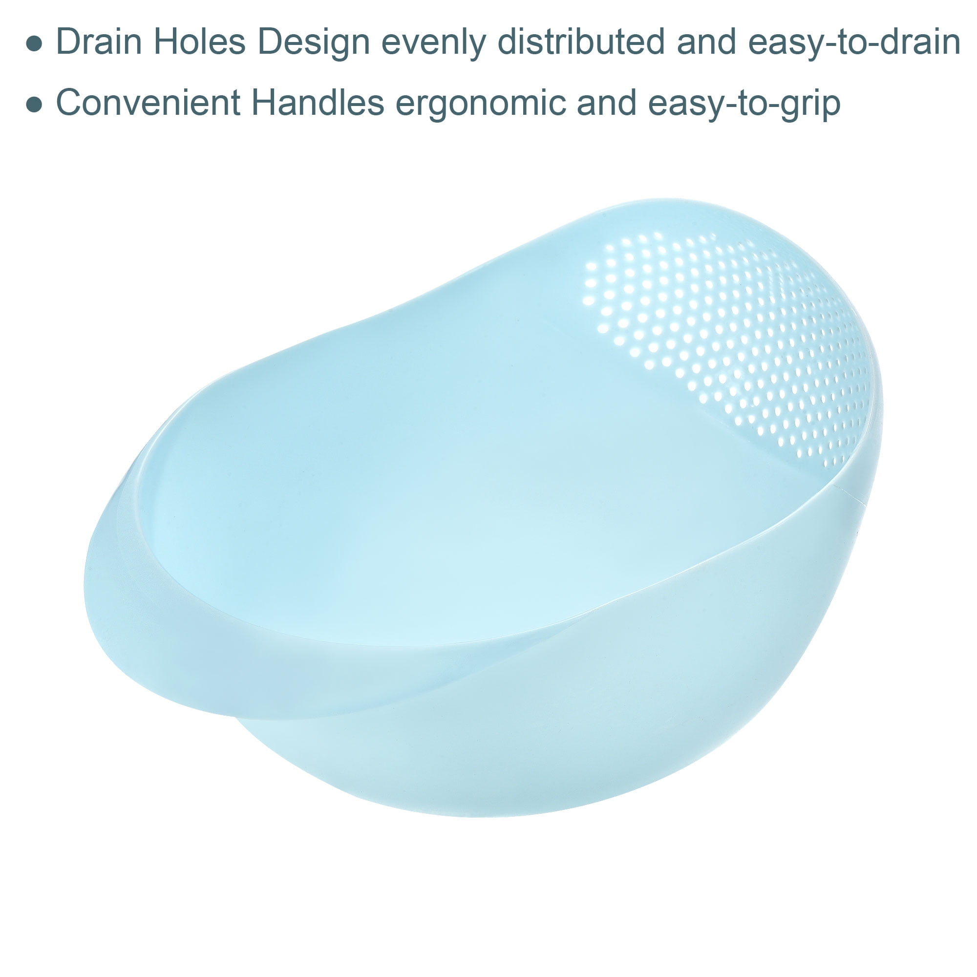 Unique Bargains Rice Cleaning Basket Washing Filter Strainer Colander Bowl Basket Blue 22cm x 16.5cm x 12cm