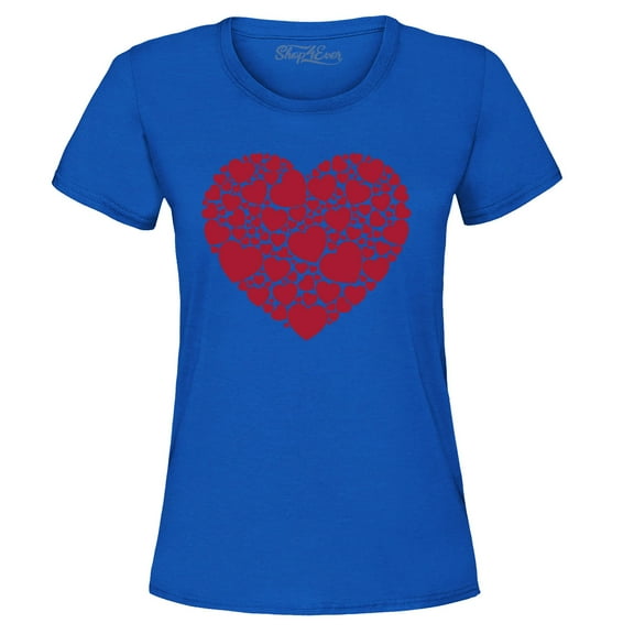 Shop4Ever Women's Red Heart Love Cloud Valentine's Day Graphic T-Shirt Medium Royal Blue