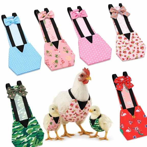 BlinkLLX 6 Count S Size Pink Polka Dot Washable Chicken Diapers with Bow Tie