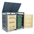 thumbnail image 1 of Costway 44 CU.FT Outdoor Metal Garbage Bin Storage Shed with Gas Strut & Shock Absorber Gray & Yellow, 1 of 10