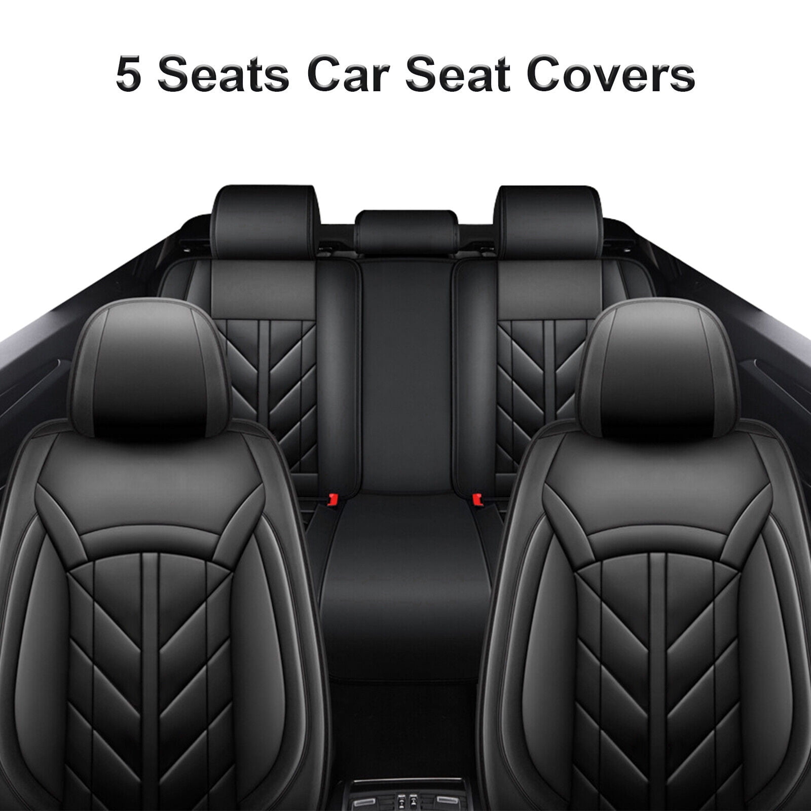 Car Seat Cover for Chevrolet Cruze Malibu Tracker Cobalt Prizm Impala, Waterproof 5 Seats Front Rear Seat Protector, Durable Pu Leather Full Set Balck