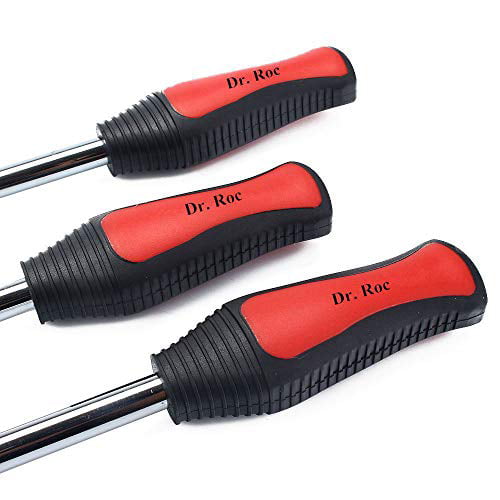 Dr.Roc 14.5 inch Perfect Leverage Tire Spoon Lever Iron Tool Kit Motorcycle Dirt Bike Lawn Mower Tire Changing Tool with Durable Bag 3xTire Spoons and 3xRim Protectors and Valve Core and Caps Set 