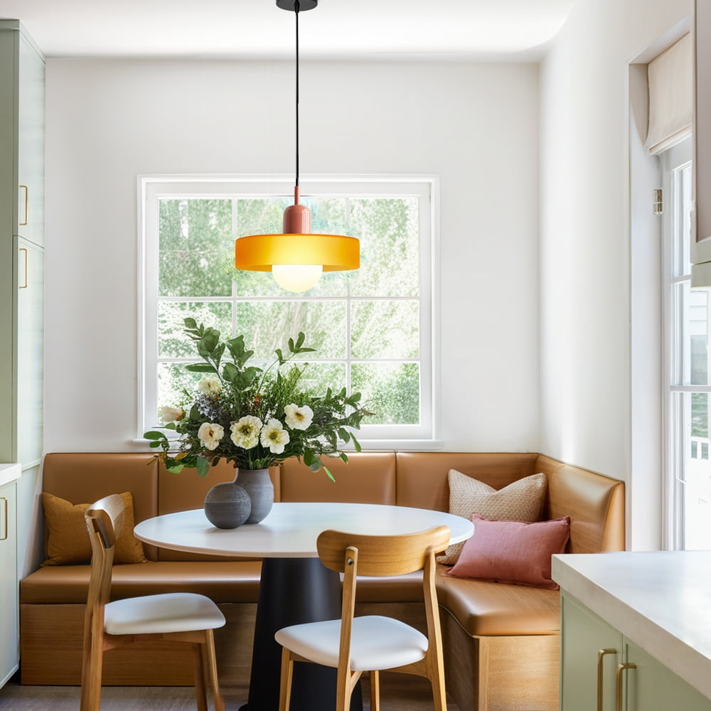 Mid Century Pendant Light: Modern Ceiling Pendant Lamp for Kitchen Island : Small Glass Hanging Light Fixtures for Diningroom
