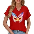thumbnail image 6 of Craaazy Mardi Gras Shirts for Women Short Sleeve Casual Carnival Printed V-neck T-shirts Gifts, 6 of 6