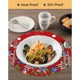 thumbnail image 3 of 15 Inch Round Placemats Set of 4, Independence Day Non Slip Heat Insulation PP Table Mats, 4th of July Red Striped Stars Patriotic Washable Place Mats for Kitchen Dining Party Table Decor, 3 of 7