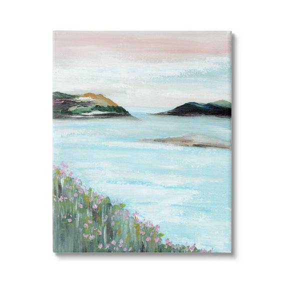 Stupell Industries Rocky Lakeside Meadow Pink Blooms Painting Gallery Wrapped Canvas Print Wall Art, Design by Nikita Jariwala