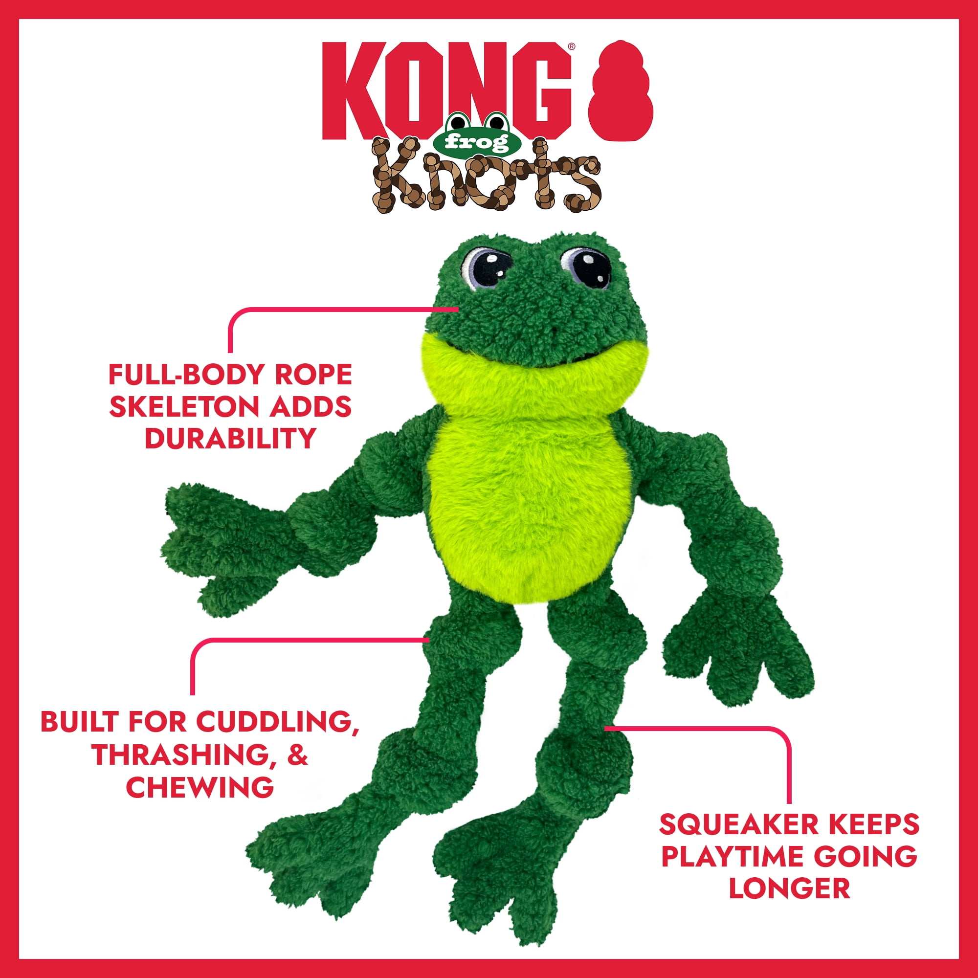 KONG® Knots Squeaker Dog Toy, Frog, Large/Extra Large