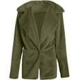 thumbnail image 4 of IROINNID Women's Jacket Shearling Jacket Notch Lapel Solid Color Long Sleeve Casual Autumn/Winter Cardigan Plush Coat Tops, Army Green, 4 of 5