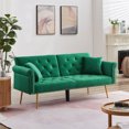 thumbnail image 1 of Velvet Futon Sofa Bed, HSUNNS 72in Split Back Convertible Sofa Bed with Adjustable Backrest, 2-Seats Tufted Upholstered Loveseat Sofa Couch for Living Room, Size: 72.83 x 26.8 x 24.8 in, Green, 1 of 9