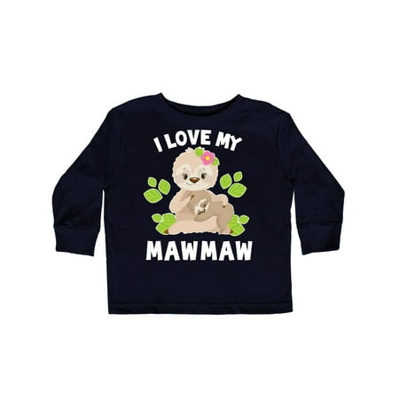 

Inktastic Cute Sloth I Love My Mawmaw with Green Leaves Gift Toddler Boy or Toddler Girl Long Sleeve T-Shirt