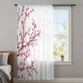 thumbnail image 3 of Cherry Blossom Semi Sheer Curtains Drapes for Living Room,Bedroom,French Doors Window 54 Inches Long,Spring Pink Floral Branches Watercolor Rod Pocket Chiffon Curtain Drapery Voile Draperies Panel, 3 of 8