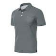 thumbnail image 4 of Polo Shirts for Men Cotton Pique Short Sleeve Golf Shirts with Pocket Classic Casual Moisture Wicking Polos Dark Gray 3XL, 4 of 5