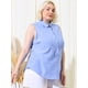 thumbnail image 2 of Camisas con botones de oficisin mangas de talgrande pamujer Top Cielo azul XXL, 2 of 5