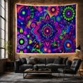 thumbnail image 6 of Psychedelic Mandala in Cosmic Garden, Mystical Boho for Boho Decor Lovers, Trippy Wall Art Halloween Gift Tapestry Wall Hanging for Bedroom, Dorm, 6 of 7