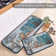 thumbnail image 5 of 2-Piece Kitchen Rugs Set Non-Slip Mats Carpet Floor for Kitchen, Bathroom (19.7"x27.6" & 19.7"x47.2") Town in Winter, 5 of 7