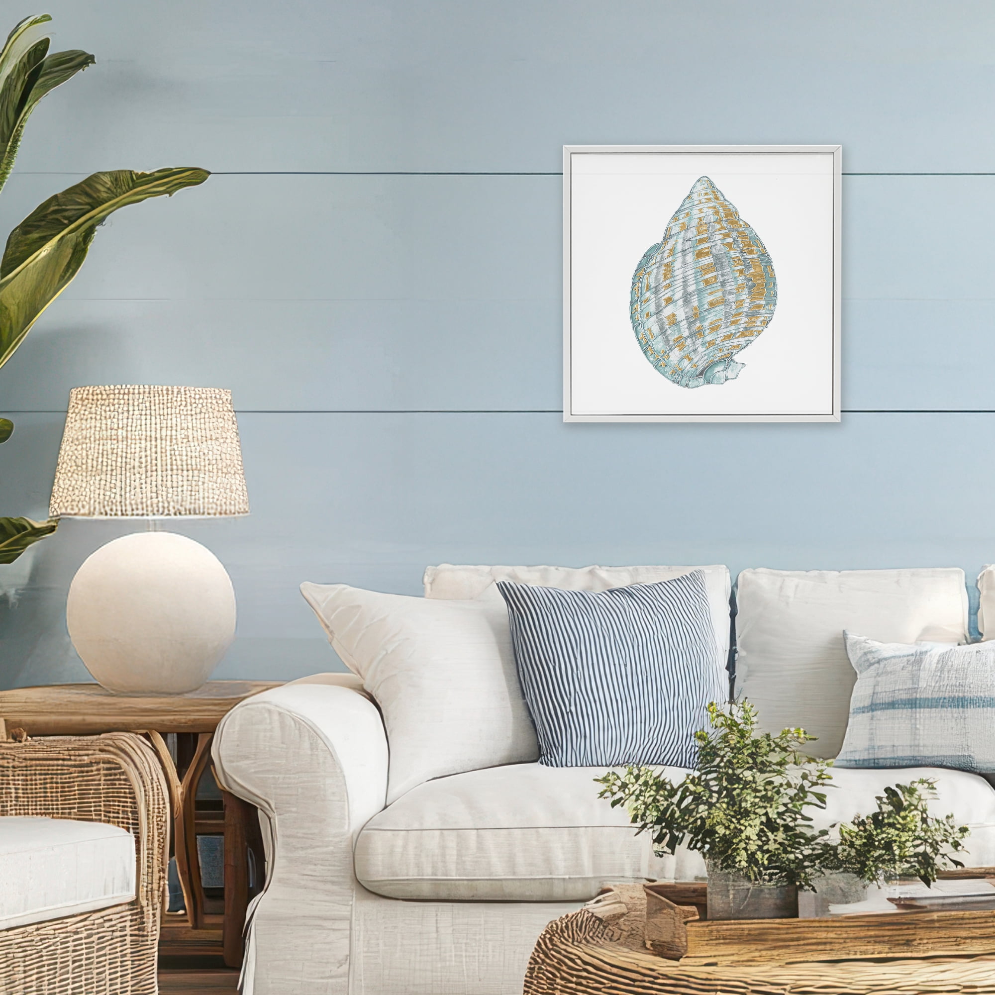 Stupell Industries Regal Shells Spiral White Framed Giclee Art, design by Lorenzo Collective