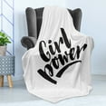thumbnail image 4 of Girl Power Soft Flannel Fleece Blanket, Feminist Sign Handwritten with Ink and Brush Monochrome Style Illustration, Cozy Plush for Indoor and Outdoor Use, 50" x 60", Black and White, by Ambesonne, 4 of 5