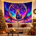 thumbnail image 3 of Golden Stag Within an Ornate Circle under Aurora Skies, Dreamy Fantasy for Wildlife Lovers, Northern Sky Art, Christmas Gift, Tapestry Wall Hanging for Bedroom and Living Room, 3 of 7