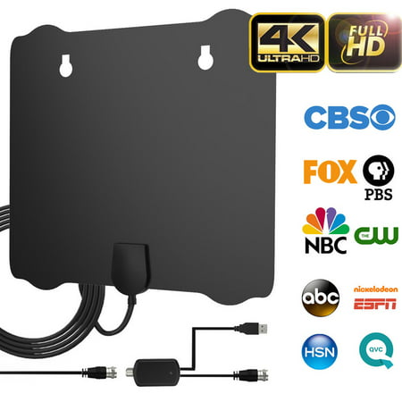 2019 Newest Indoor HDTV Antenna, 80-100 Miles Long Range Amplified Digital TV Antenna, 4K UHF VHF 1080p Free Channels & All TV's High Reception w/ Detachable Amplifier Signal Booster and 18FT (Best Antenna Amplifier For Digital Tv)