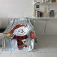 thumbnail image 4 of Happy Christmas Snowman and Cardinals Throw Blankets, Grey Soft Fleece Blanket Decorative for Home Sofa Couch Chair Living Bedroom,60x80 inches,, 4 of 5