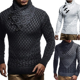 thumbnail image 1 of Suéter de punto grueso para hombres suéter de cuello alto suéter de doble pecho suéter de invierno gris oscuro l, 1 of 5