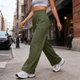 thumbnail image 4 of Juslio Womens Pants Casual Loose High Waist Comfortable Elastic Waist with Pockets Wide-Leg Pants, 4 of 5