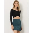 thumbnail image 2 of Falda cruzada Allegra K de pana vintage cintura alta Azul Polvoriento Talla S para mujer, 2 of 6