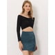 thumbnail image 2 of Falda cruzada Allegra K de pana vintage cintura alta Azul Polvoriento Talla S para mujer, 2 of 6