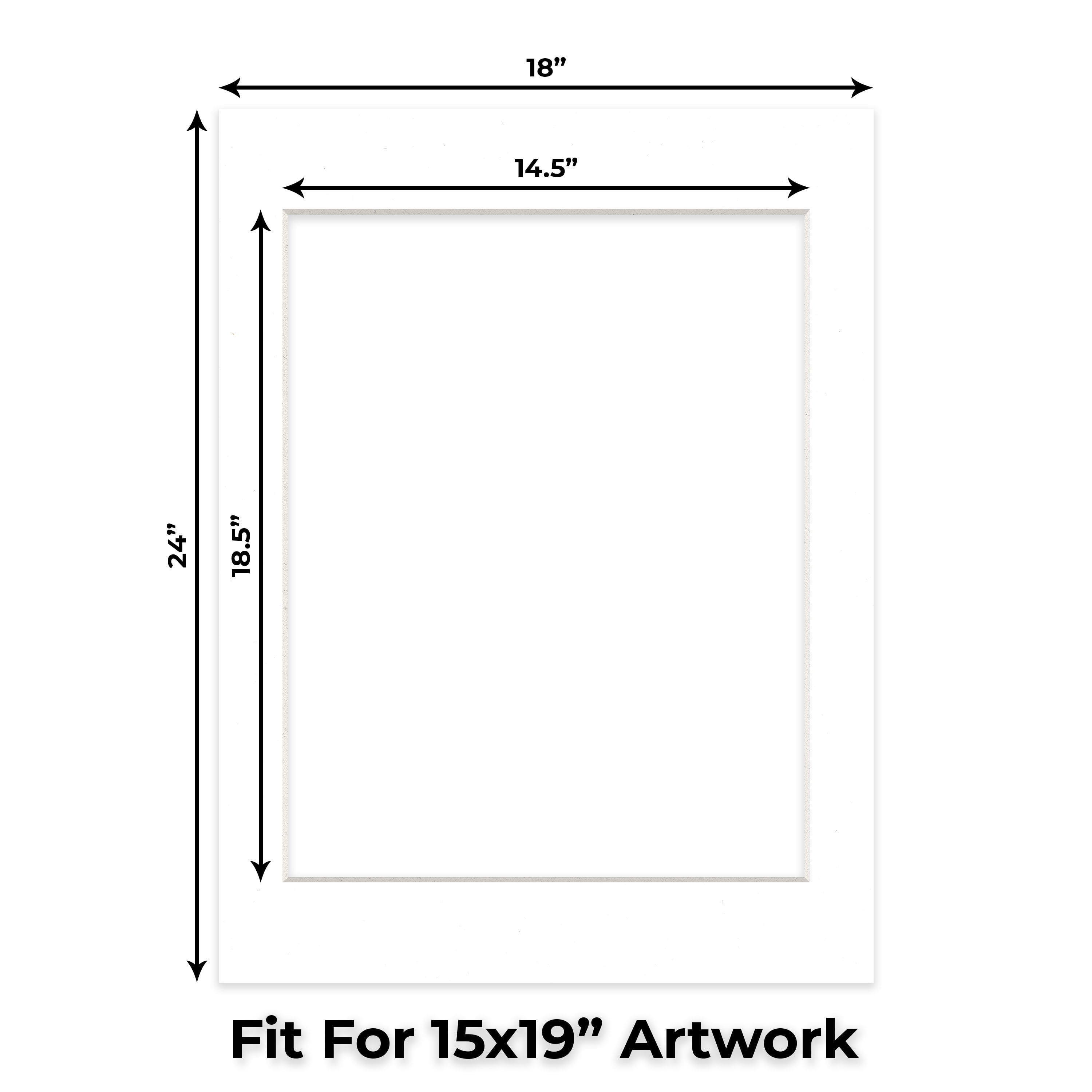 White Picture Frame Mat for 18x24 Frames - Fits 15x19 Photos - 25 Mats