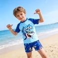 thumbnail image 2 of LRen Toddler Boy Swimsuit Boys Swim Set 2 Piece Short Sleeve Boys Swimming Shirt Trunks Rash Guard Bathing Suits, 2 of 9