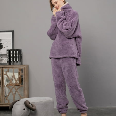 

Inkach Womens Sleepwear Long Sleeve Hooded Pajamas Two Piece Set Home Service