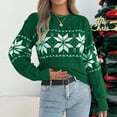 thumbnail image 4 of vigerkar Women's Ugly Christmas Sweater Cedar Snowflake Pattern Knitted Sweaters Long Sleeve Winter Pullover Tops (Green, S), 4 of 8