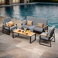 thumbnail image 6 of Asofer 4-PCS Patio Furniture Set on Sale, Outdoor Conversation Set with Cushion & Wooden Handle for lawn, Yard, Poolside,, 6 of 8
