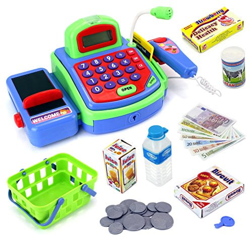 toy cash register with credit card swipe