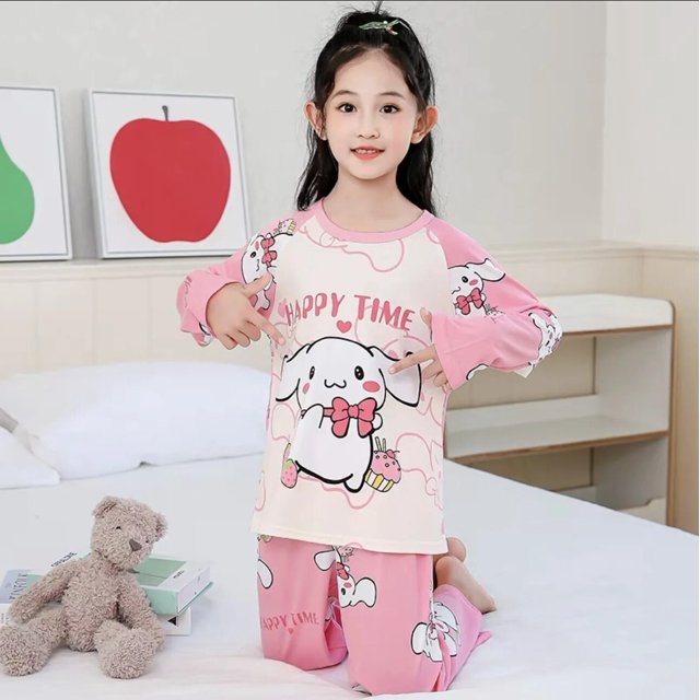 Pijamas Kawaii Sanrio Hello Kitty Cinnamoroll Kuromi para niños y niñas, ropa de dormir de Anime, traje de Casa de dibujos animados, regalos de primavera y verano