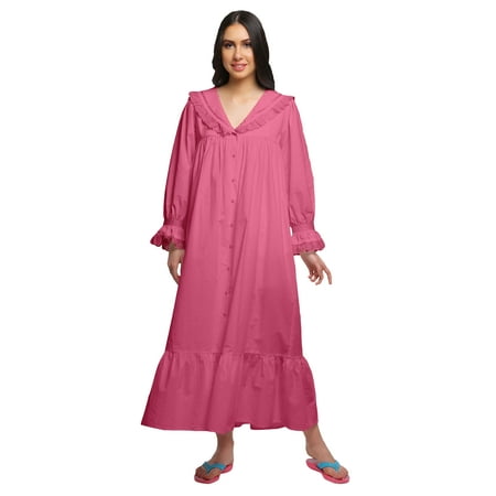 

Moomaya Womens Solid Round Neck Nursing Sleepwear Cotton Poplin Nightdress