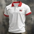 thumbnail image 4 of GrmtClth Men's American Flag Polo Shirt 2026 Summer Collared Shirts Breathable Tops Color Block Button Up Short Sleeve Dressy Golf Polos White S, 4 of 4