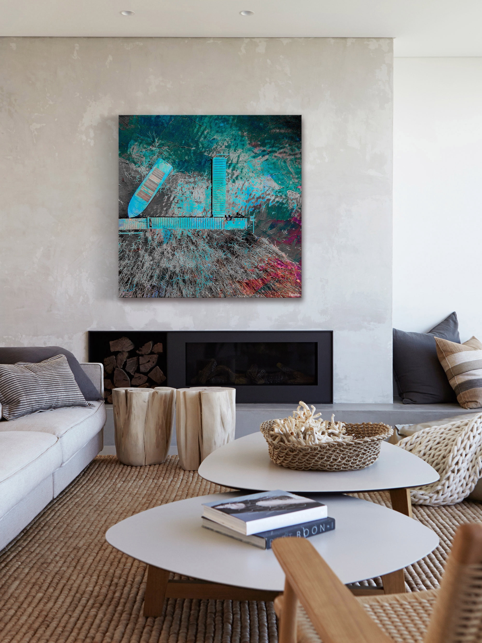 Parvez Taj "Blue Pier" Painting Print on Wrapped Canvas